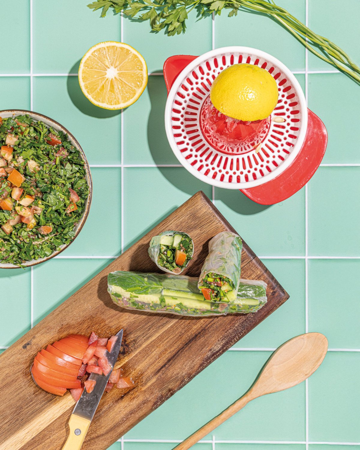 Fresh Lebanese rolls being prepared
